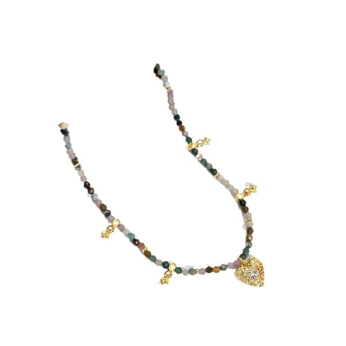 Colliers chaîne en perles de coeur plaqué or avec finitions de haute joaillerie pour femme