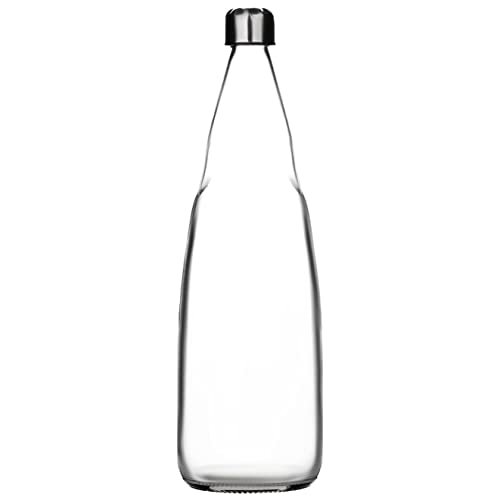 SAND DUNE Set of 1, 1000 ml Each Glass water bottle, with Leak-Proof Airtight Stainless-Steel Lid for Water, Smoothie, Juices - Reusable Travel Glass Drinking Fridge Bottles