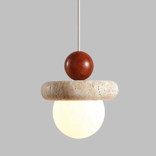 Lampe suspendue en travertin jaune naturel et verre wabi-sabi pour intérieur raffiné
