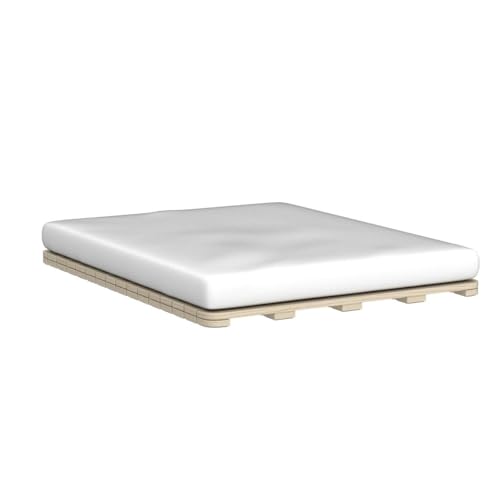 image for LOBOTOU Foldable Floor Bed Frame, Breathable Wooden Roll-Up Slats Base