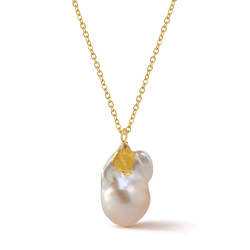 [FANGYOU] パールネックレス バロックパールネックレス クロックチェーン ペンダント 天然淡水真珠 本真珠レディース 人気 普段使い おしゃれ プレゼント 結婚式 冠婚葬祭 調節可能 カジュアル