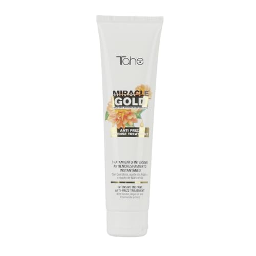 Tahe Miracle Gold Tratamiento Intensivo Antiencrespamiento Instantáneo con Queratina, Aceite de Argán y extracto de Manzanilla, 100 ml