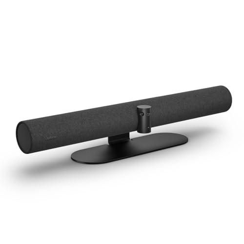 Jabra PanaCast 50 Videokonferenz Kamera – Panorama Webcam 4K mit Videokonferenzsystem für kleine & mittlere Räume mit 180 Grad Sichtfeld & 8 Mikrofonen – EU-Stromanschluss – schwarz