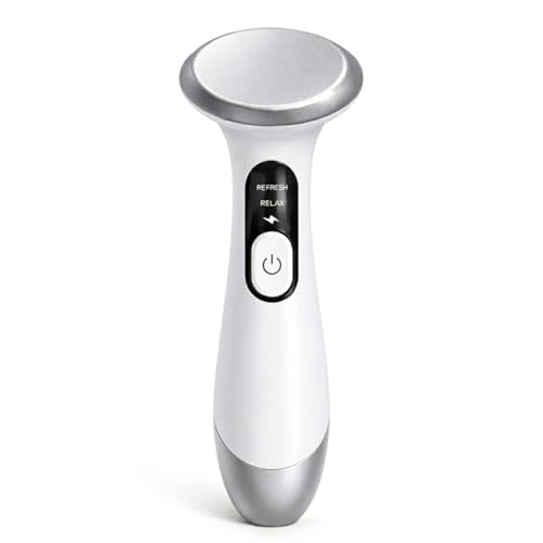 3-in-1 Eye Therapy Device with Heat and Cooling and Vibration Heated Eye Wand for Dry Eyes Eyes Puffiness Eyes Massager for Strain Relief Dark Circles Depuffing Wand for Skin Radiance (White)