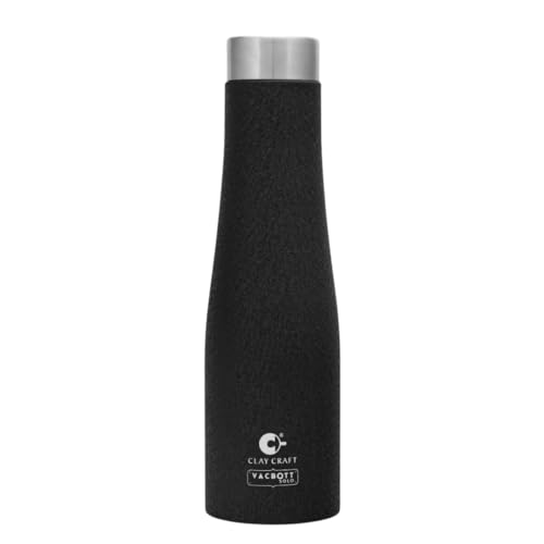 Image of Clay Craft Vacbott Petra Single Walled Non Insulated Water Bottle, 1000 ml - 1 Piece (Black) Steel Water Bottles for School, Office, Home, Gym, Water Bottle for Men Leakproof, Rust Free Steel Bottle