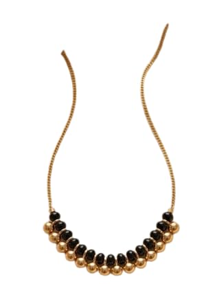 Black Bead & Gold Ball Snake Chain Necklace for Women | Trendy Gold Tone Fashion Necklace |Ethnic Jewellery | Stylish Gift for Girls & Women-image-20