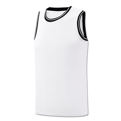 Repawu Youth Blank Basketball Jersey,Boy's Mesh Athletic Basketball Shirts,Blank Basketball Jerseys for Kids XS-XL (US, Alpha, Small, Regular, White)