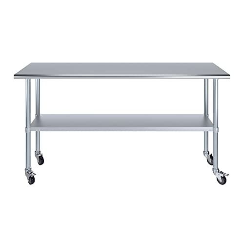 Image of AmGood 72 inch Long x 18 inch Deep Stainless Steel Table with Casters