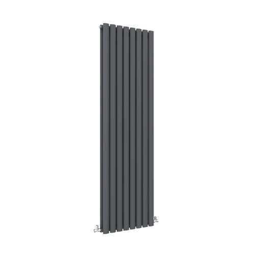 Anthracite Vertical Radiator 1600x472mm Oval Double Panel Column Designer Radiator Central Heating