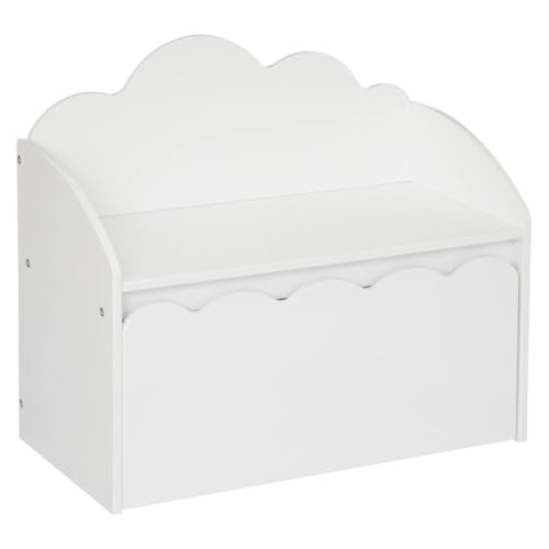 Atmosphera - Banc Coffre Enfant Nuage - Bois - Blanc - 60x30 cm