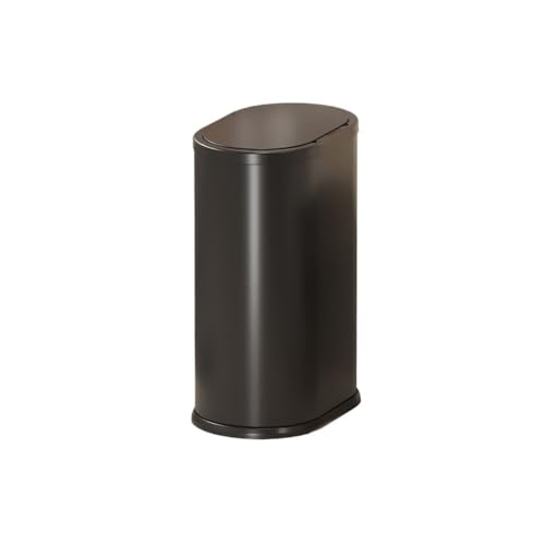 Poubelle ovale de 6 L avec couvercle en acier inoxydable noir maison