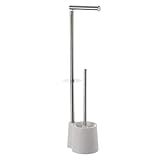 H HANSEL HOME Portarrollos y Escobillero Multifuncional Blanco de Acero Inoxidable de 65x12x16 cm