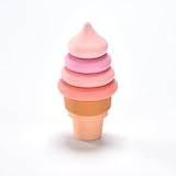 SILI FACTORY Silicone Ice Cream Toy Stacking Rings Baby Toy, Montessori Ring Stacker Baby Toy Pretend Ice Cream Play for Kids 6+ Month Old Girl Gifts Toddlers Fine Motor Skills &Teething