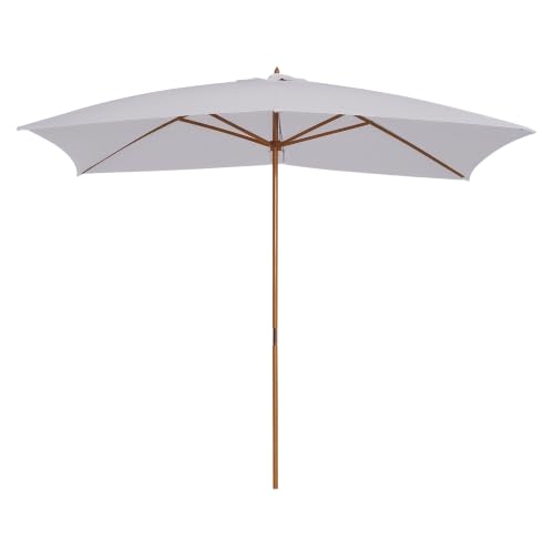 Outsunny Ombrellone da Giardino 2x3 m con Corda e Prese d'Aria Bianco