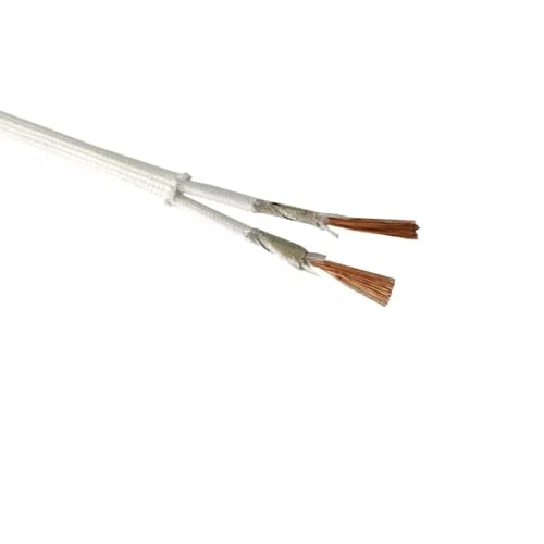 WANGF Fil tressé en mica, 1/5 mètres, résistant aux hautes températures 500 °C, 2/3/4/5 noyaux, noyau en cuivre pur, 20/18/17/15/13/11AWG, fil ignifuge(2 core,1 METERS_18 AWG 0.75MM)