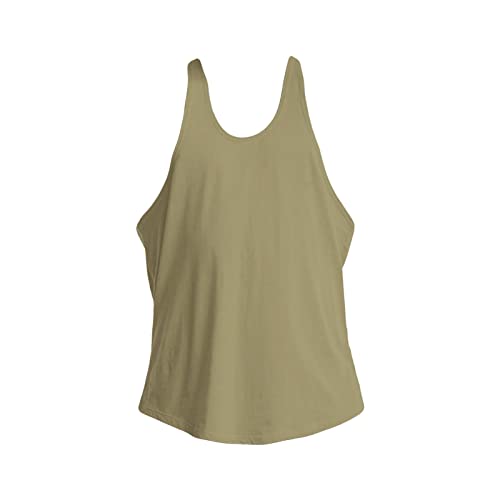 Maiyifu-GJ Men's Y-Back Muscle Tank Tops Sleeveless Bodybuilding Gym Workout Shirt Fitness Training Cool Athletic Vests (ArmyGreen,Medium)