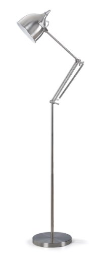 Authentic Crazy Deals Artiva USA Silverado, Contemporary Design, 61-inch Brushed Steel Metal Floor Lamp with Adjustable Swing Arm and Heavy, Sturdy Base