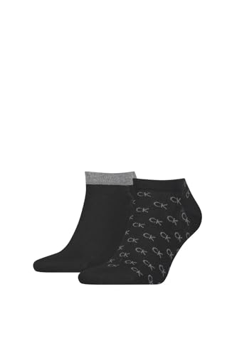 Calvin Klein All Over CK Logo Men's Liner Socks 2 pack, Basket Pour des hommes, Black, 39/42