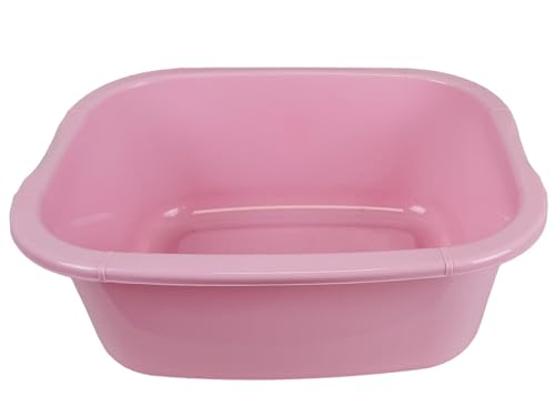 11 Litres Washing Up Bowl Rectangular Plastic Multi-Purpose Basin Mixing Sink Tidy Organizers (Pink)