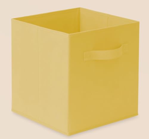 GREATOOL Caja de Almacenaje Plegable , Cajas organizadoras en Tela, Caja para organizar Ropa, Juguetes y Sábanas en Armarios (Amarillo, 2 Unidades)