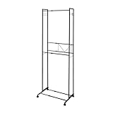 Belca(ベルカ) 省スペースにたっぷり収納! 2段ハンガーラック ワイド 伸縮タイプ 幅45~70×奥行45×高さ206.6cm ブラック 角パイプ 衣類収納 幅調節可能 キャスター付き 大容量 耐荷重20kg KP-2HW-BK