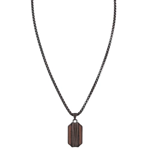 Collier pour homme Holzkern 9010631024239 en acier inoxydable et bois couleur noyer