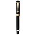 PARKER Duofold Centennial Fountain Pen, Classic Black with Gold Trim, Fine Solid Gold Nib, Black Ink and Convertor (1931381)