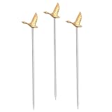 Cure-dents en acier inoxydable : adoption d'un matériau en acier inoxydable, robuste et pour une utilisation à long terme, idéal pour manger des fruits, des salades, des gâteaux, des desserts, des accessoires de cocktails