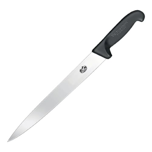 Victorinox Fibrox Schinkenmesser, Swiss Made, 25cm spitze Klinge, Rutschfester Griff, rostfrei, Edelstahl, schwarz