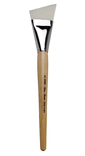 Silver Brush Limited 8506-40 Silver Jumbo White Synthetic Angle Paintbrush for Oil, Acrylic, & Heavy Body Paints, Size 40, Mid Length Handle