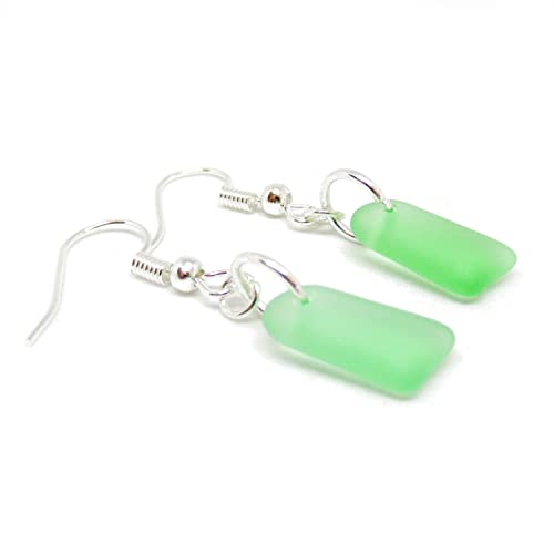 Sea Glass Dangle Earrings - Beach Glass Jewelry - Ocean Gifts For Women - Sea Green Drop Earrings #TOP1