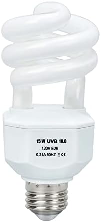BOEESPAT UVB Reptile Light 10.0, 15W Desert UVA UVB Bulb for Reptiles, Compact Desert Terrarium Lamp, Reptile UVB Light Bulb for Bearded Dragon, Lizard, Tortoise, Snake, Gecko