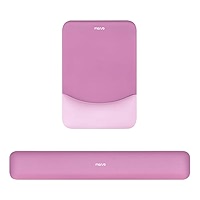 MOSISO Wrist Rest Support For Mouse Pad&Keyboard Set, Curved Ergonomic Mousepad&Coaster Non-Slip Base Home/Office Pain Relief&Easy Typing Cushion With Soft Cloth&Silicone Lining, Khaki - View #4
