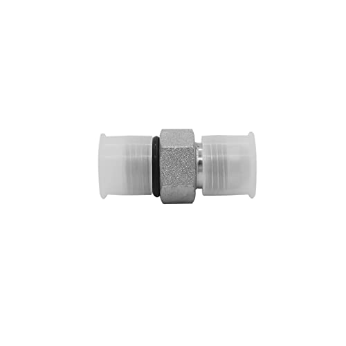 Image of (5-PACK) 6400-02-02-O Hydraulic Hose Adapter Fitting 1 /8 inch Male JIC 37 Flare (5 /16-24 UNF) x 1 /8 inch Male O-Ring Boss (5 /16-24 UNF) SAE Straight Pipe Joints Connector Carbon Steel