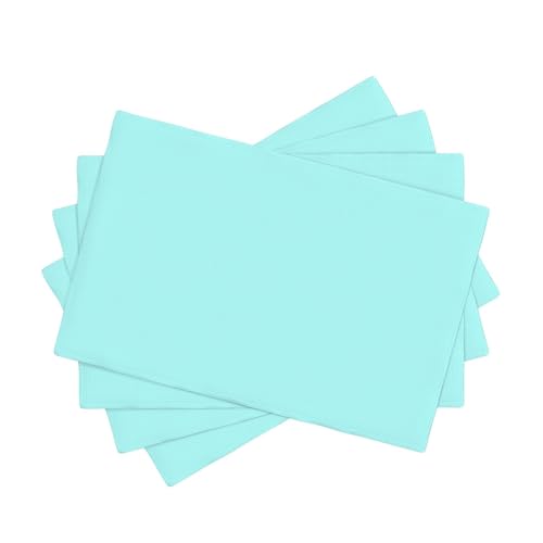 Set de table lavable et résistant à la chaleur, lot de 4 imprimé bleu clair