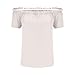 Women's Off Shoulder Ruffle Trim Shirt Short Sleeve Blouse Party Tops Shirt Casual Loose Fit Summer Tops White