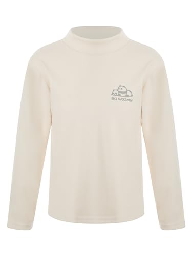 Agoky Camiseta Térmica Interior para Niños Camisa De Manga Larga con Capa Base Cuello Medio Alto Y Colores Lisos Ropa Interior Cálido Disfraz Casual Deporte H Beige 11-12 años