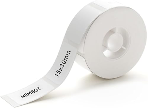NIIMBOT Etiquetas térmicas para etiquetadora D11 D110 D101 H1S (15 * 30mm) papel autoadhesivo para impresora con autoadhesivo, 1 rollo de 210 unidades (blanco)