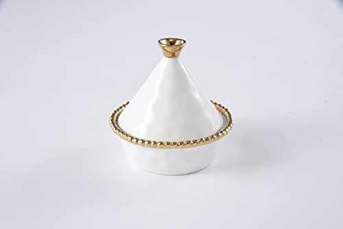 Pampa Bay Golden Salerno Titanium-Plated Porcelain Small Tagine, 5 X 5In #TOP1