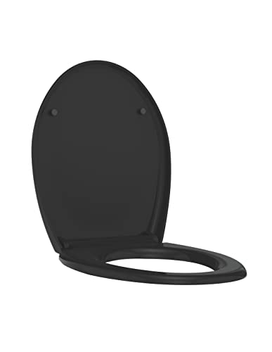 Allibert 824423 Abattant WC, Thermoplastique, Noir Brillant, 37cm x 5,8cm x 44cm