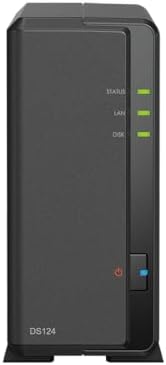 Synology DiskStation DS124 NAS Server with RTD1619B 4-Core 1.7GHz CPU, 1GB Memory, 4TB HDD Storage, 1 x 1GbE LAN Port, DSM Operating System