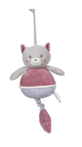 GIPSY TOYS – PELUCHE SONORE BOITE A MUSIQUE CHAT – GAMME BAMBOO – 1ER ÂGE – IDEE CADEAU NAISSANCE BEBE – FILLE ET GARCON – 13 CM – ROSE ET GRIS