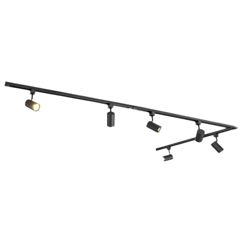 Qub Focus III 1-Phasen Led Schienensystem - 400cm - 6x GU10 Spots Schienensystem lampen - 4x 1m Lichtschienensystem - L-Form - Deckenstrahler Schwarz - Erweiterbar & flexibel - LED-kompatibel