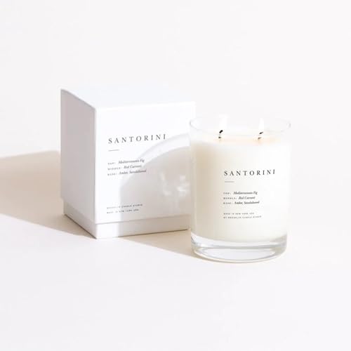 Brooklyn Candle Studio Santorini Escapist Candle | Vegan Soy Wax Luxury Scented Candle, Hand Poured in The USA, 70 Hour Slow Burn Time (13 oz)