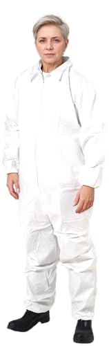 CoverallsDirect Suntech Disposable Microporous Coveralls, PPE Hazmat Suit, White, 6 Pack (SMP125 Elastic Wrists & Ankles, 2X)