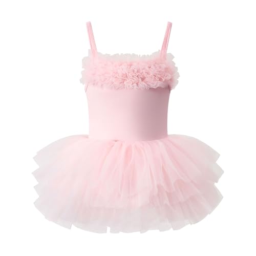 Tutu.kk Toddler Ballet Tutu Dress Dance Tiered Sleeveless Snap Crotch Leotards with Tulle Skirt Ballerina Costume for Girls Birthday Party Ballet Pink 2-3T