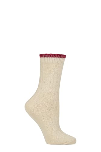 SockShop Wildfeet Ladies Cashmere Socks - Cashmere and Merino Wool Blend Socks in a 1 Pair Pack Size 4-8 Luxury Material Soft & Cosy (UK Numeric 4 8 Regular Regular Cream Cable)