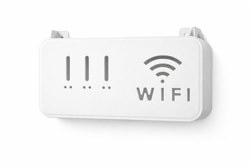 Image of WiFi Router Wall Mount Holder | No Drill Self Adhesive Shelf | Cable Organizer Stand for Router, Set Top Box & Remote | Space Saving Wall Shelf for Home & Office | WHITE ( PACK OF 1 )