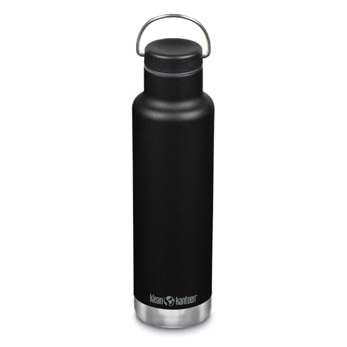Klean Kanteen Insulated Classic 20oz (w/Loop Cap) Botella, Unisex Adulto, Negro, 20 oz