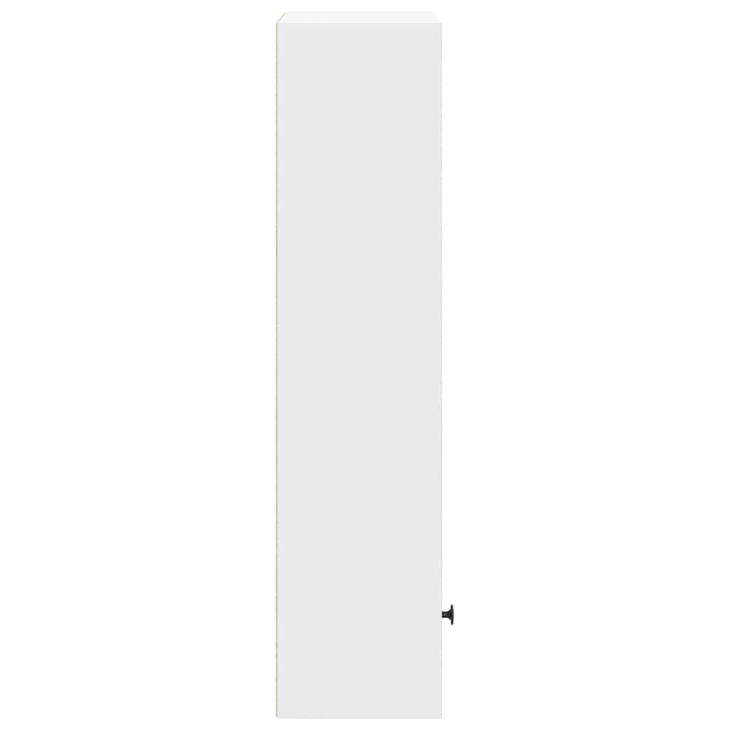 Bücherregal Weiß 31x24x102 cm Holzwerkstoff | Mehrere Böden, Tür links oder rechts montierbar, Vielseitig einsetzbar, Pflegeleicht mit feuchtem Tuch